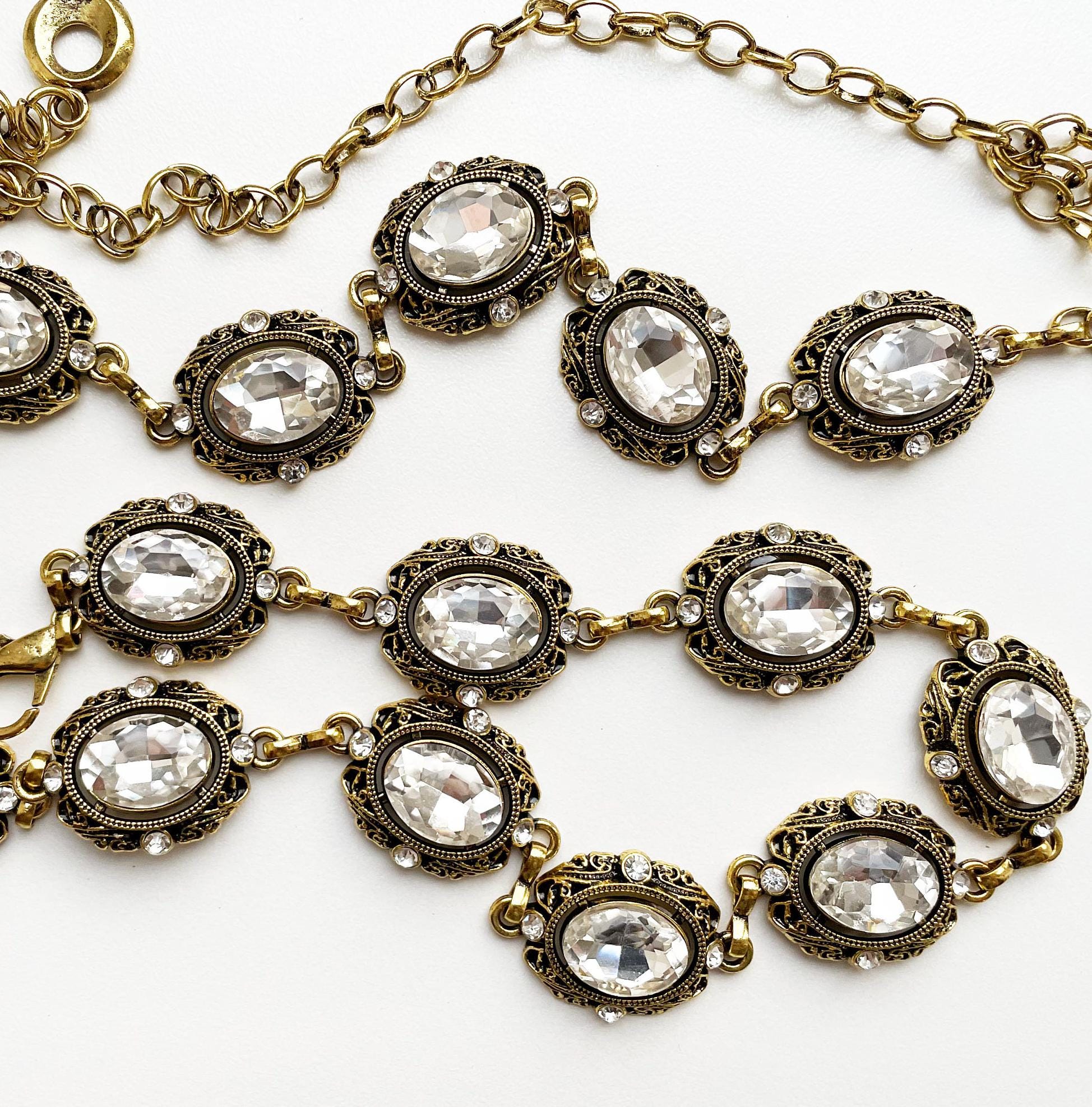 FASETED GLASS (RHINSTONE LOOKING) JEWELERY/BELT Faceted Belt - Etsy main image 4