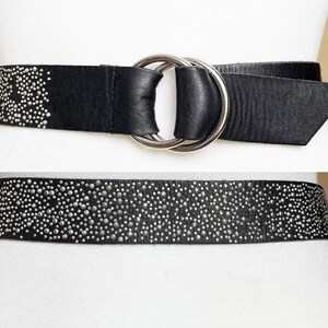 United Colors Of Benetton Vintage Micro Studded Black Leather belt, 80-90cm/ 31-35&quot;