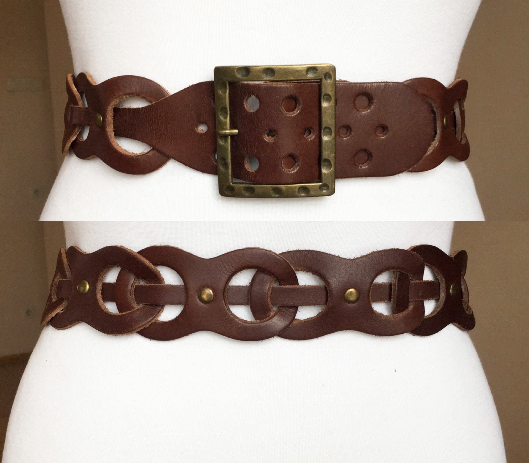 Vintage Brown Wide Waist Leather Belt 90-95 cm 35-37 | Etsy
