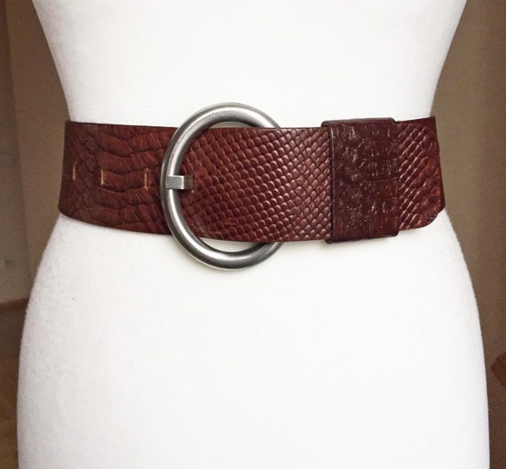 Vintage 80s M/L Thick Wide Textured Leather Waist belt 80-95 | Etsy