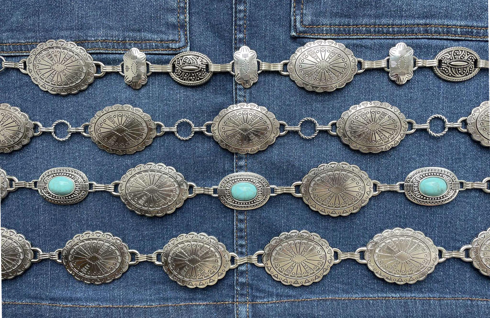 Southwest Silver Tone Metal Concho Western Belt - Etsy display picture 1