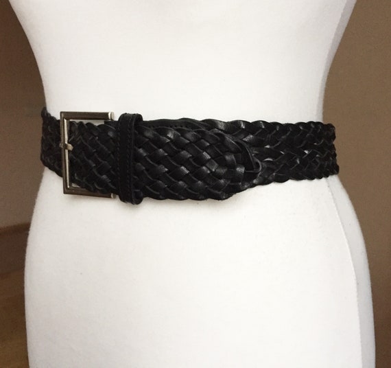 Saddler Vintage M L Woven Wide Black Braided Wais… - image 3