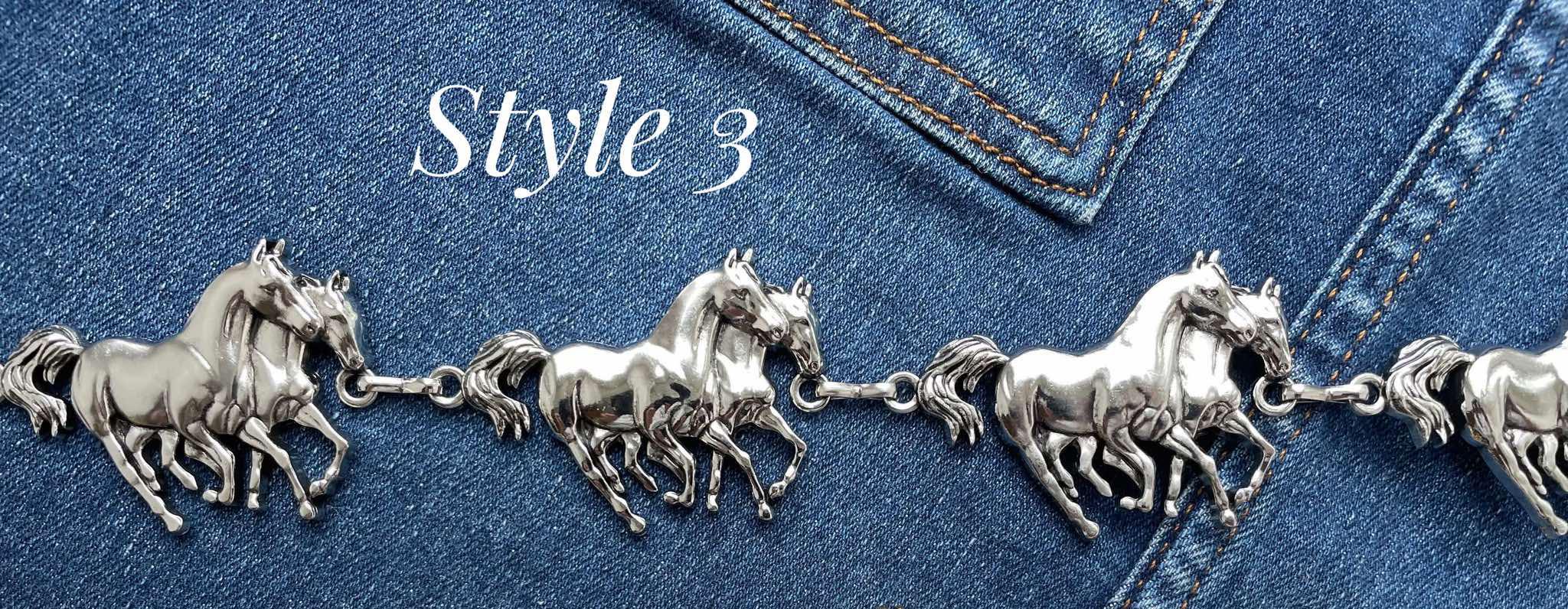 Western Charging Galloping Arabian Horse Concho Belt - Size L/XL Goldfield Goldfield Barrel Racer Conchos Crazy Horse  main image 2