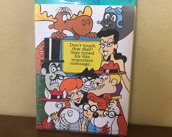 Package of 8 Rocky and Bullwinkle Party Invitations American Greetings | Vintage Rocky and Bullwinkle Invitations