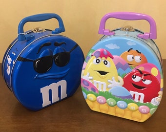 M&M Collectible Tin Containers Various Styles CHOOSE 90s MM Promotional Items Candy Containers MandM Easter Tins