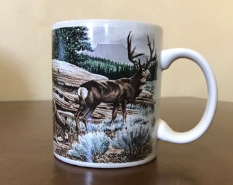 Vintage Buck and Doe in Nature Ceramic Mug Otagiri Advantage Collection, Hunter, Father's Day, Nature Lover