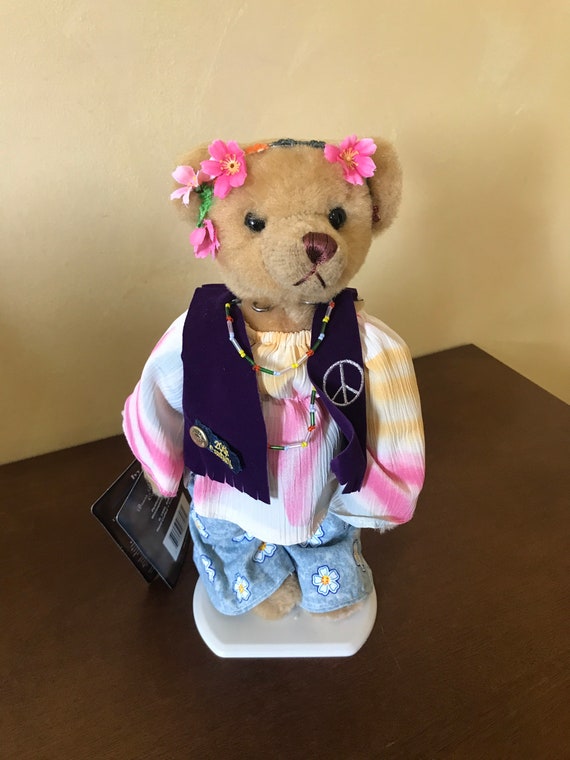 Ivy 1960s Flower Child Bear | 1999 Pickford Brass Button Bears