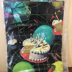 80s 90s 3D Style Birthday Gift Wrap Video Techno Look, 90s Popular Style