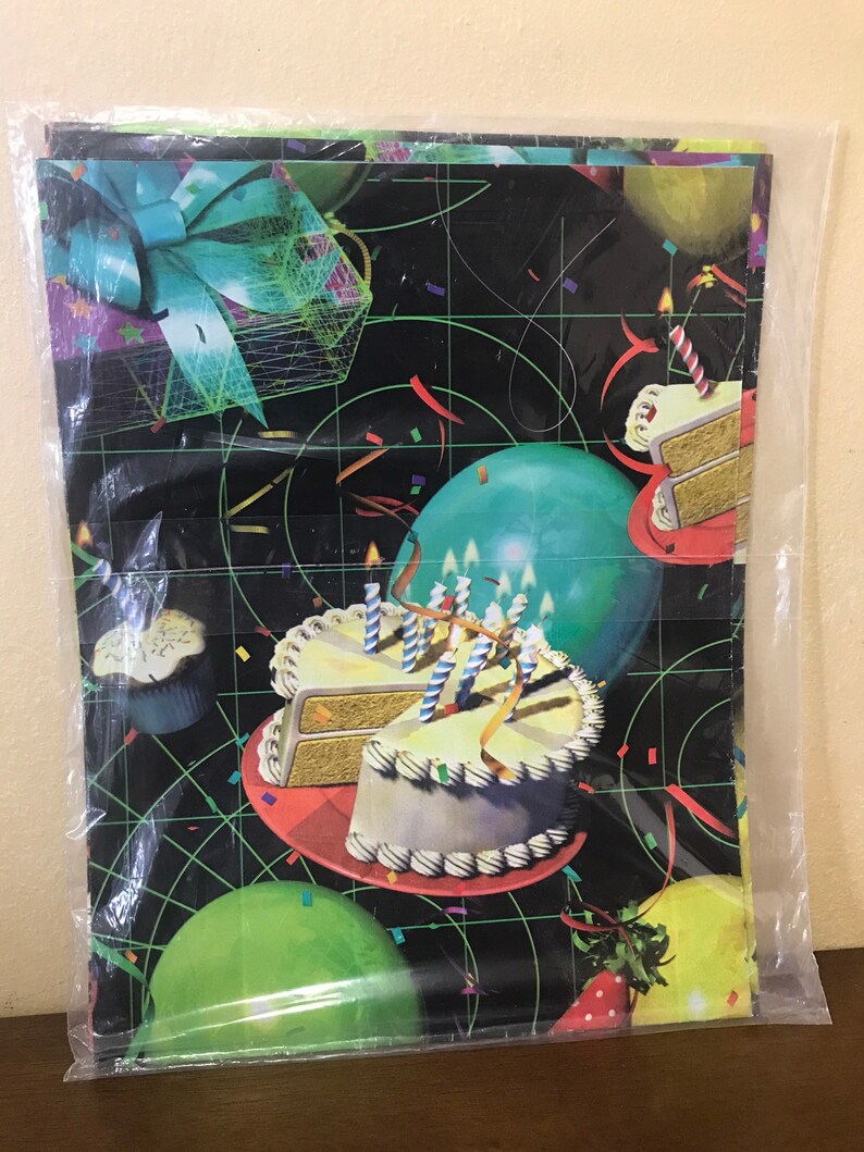 80s 90s 3D Style Birthday Gift Wrap Video Techno Look, 90s Popular Style