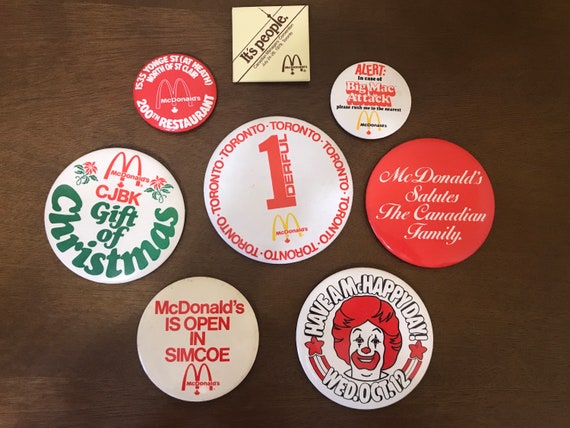 Lot of 8 Vintage Toronto Canadian McDonalds Promo Buttons | Vintage Toronto McDonalds | Vintage Canadian McDonalds Promo Buttons