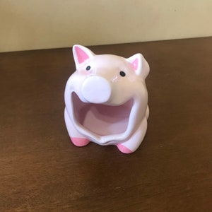 2002 Boston Warehouse Pink Piggy Ceramic Sponge Scrubby Holder, Pig Kitchen Kitschy Pig Decor, Gift Pig Farmer, Gift Pig Lover