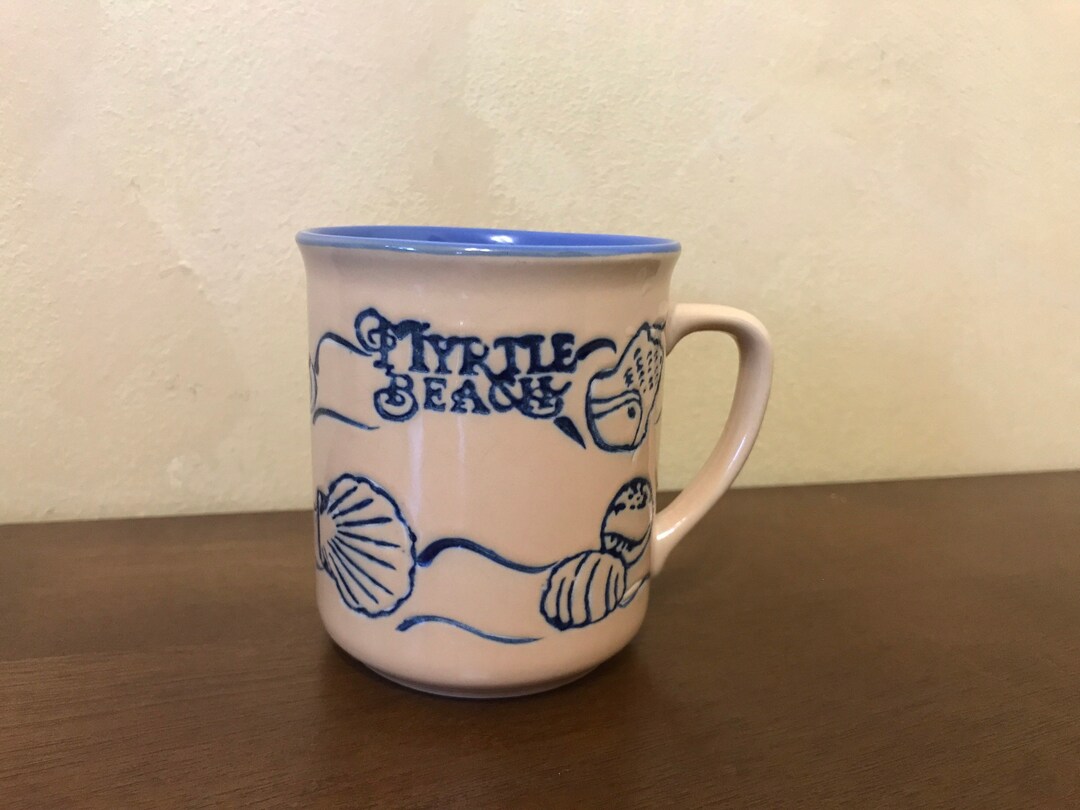 Vintage Myrtle Beach Enamel Mug Souvenir Myrtle Beach Shell Ocean