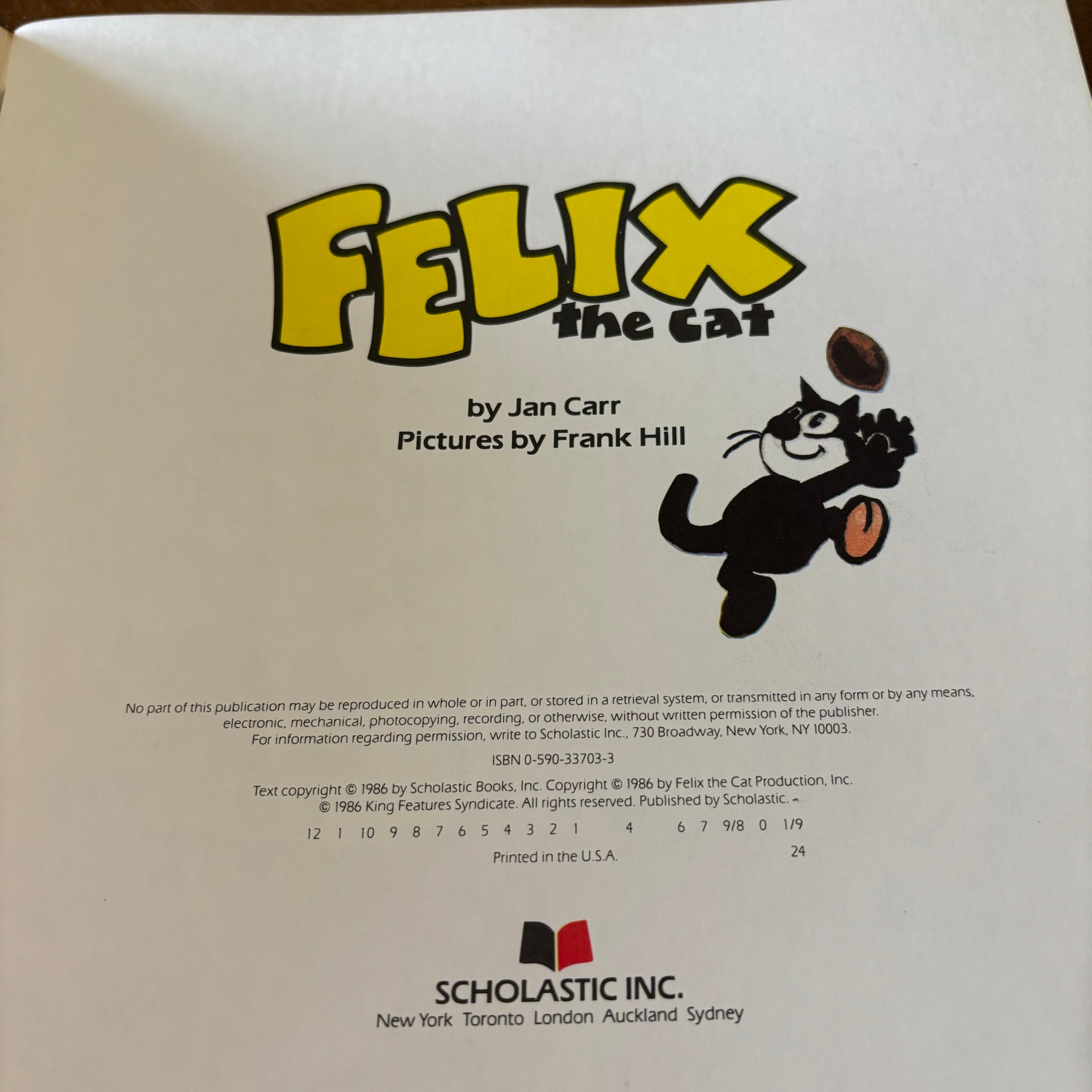 Felix the Cat by Jann Carr Pictures by Frank Hill 1986 Scholastic
