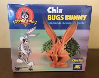 2002 Chia Bugs Bunny Decorative Pottery Planter SEALED | Looney Tunes Chia Pets | Omg I Had That | Novelty Chia Pet Heads