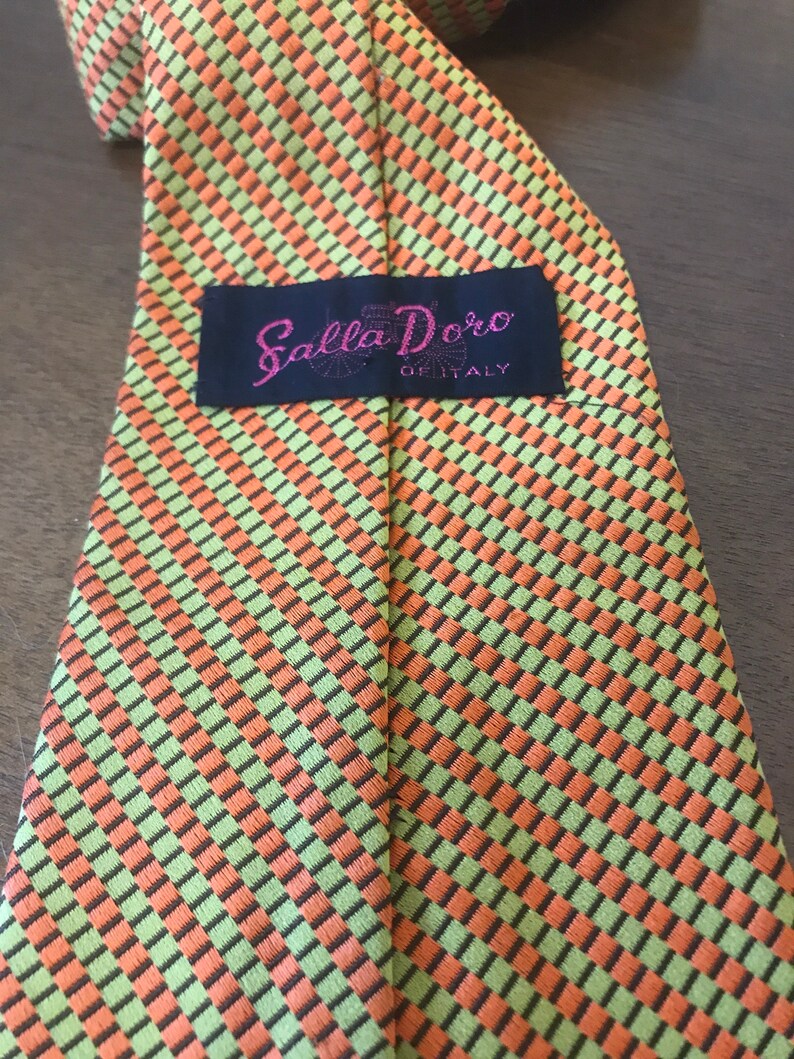 Vintage Italian Ties | Vintage Ties 70s Vintage Green Yellow Orange Tie Mens Striped Ties Vintage Vintage Doro De Italy Tie
