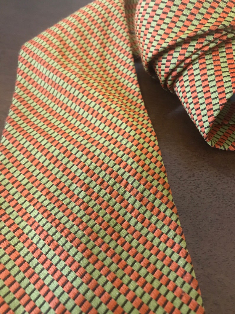 Vintage Italian Ties | Vintage Ties 70s Vintage Green Yellow Orange Tie Mens Striped Ties Vintage Vintage Doro De Italy Tie