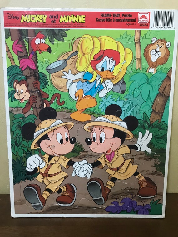 Vintage Mickey And Minnie Safari Tray Puzzle Vintage Disney Etsy