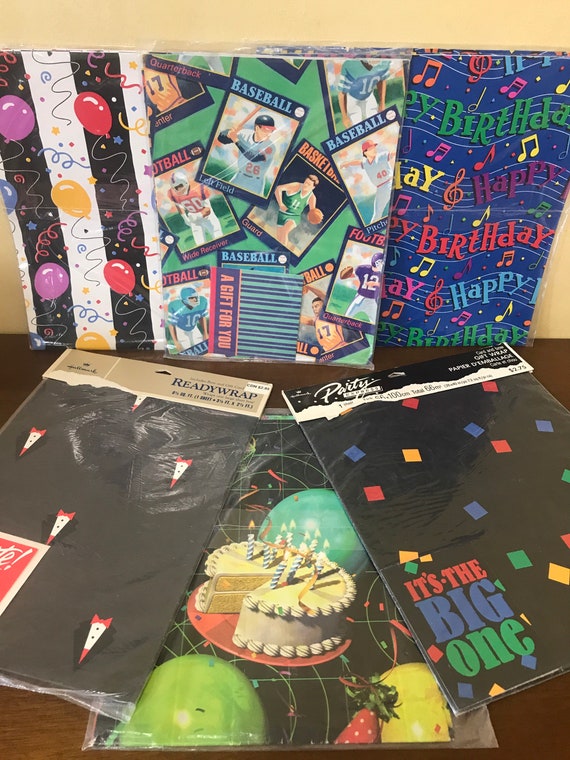 80s 90s Birthday Gift Wrap CHOOSE | Vintage Sports Wrapping Paper - Tuxedo Gift Wrap - Musical Birthday Wrap