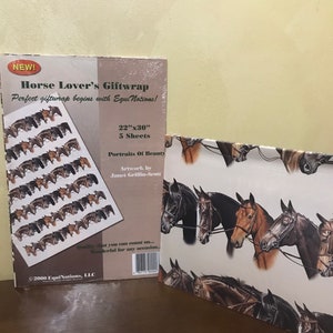 Vintage Equestrian Gift Wrap 2000 EquiNotions - Artwork Janet Griffin Scott - Vintage Horse Lovers Gift Wrap