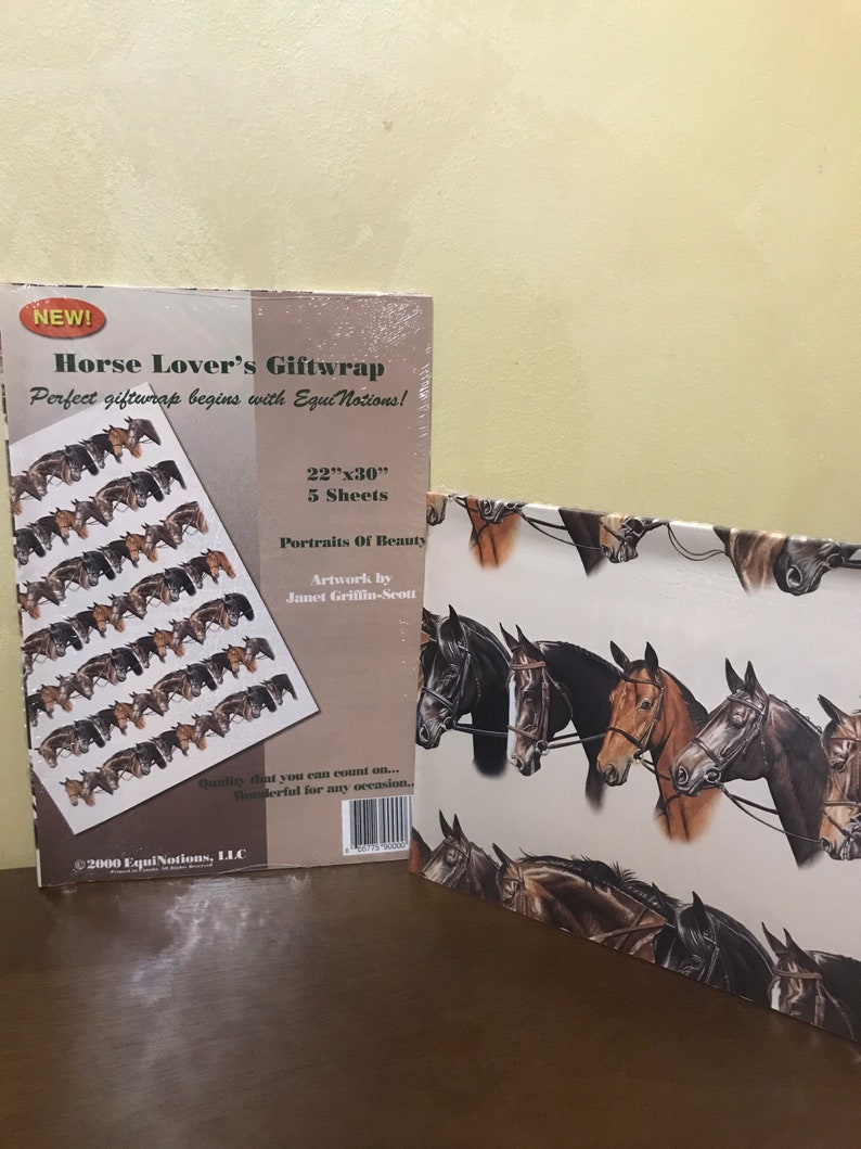Vintage Equestrian Gift Wrap 2000 EquiNotions - Artwork Janet Griffin Scott - Vintage Horse Lovers Gift Wrap