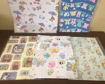 Vintage Baby Shower Wrapping Paper - YOU CHOOSE - Vintage Gift Wrap Baby Boy Baby Girl