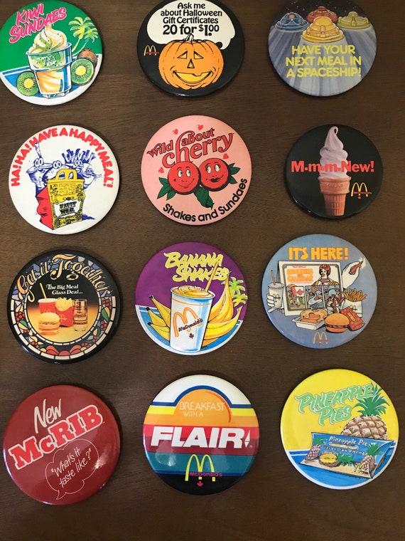 Vintage Mcdonalds Promo Buttons | Vintage Mcdonalds Buttons