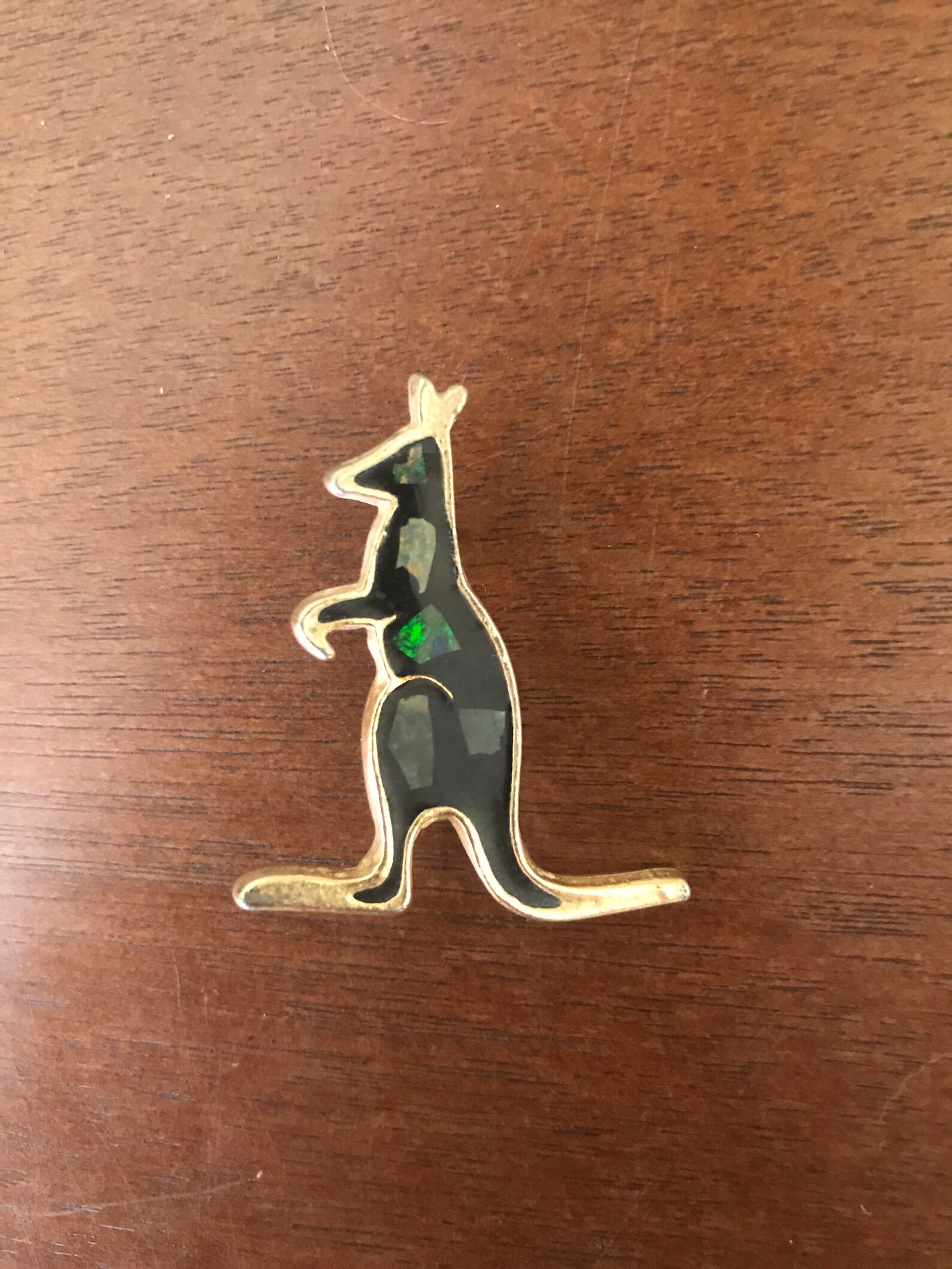Vintage Kangaroo Brooch Pin Black Enamel with Opal Inlay Etsy.de