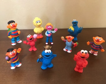 Vintage PVC Sesame Street Figurines - CHOOSE ONE - Prairie Dawn - Ernie - Cookie Monster - Elmo - Big Bird - Sesame Street Mechanic Farmer