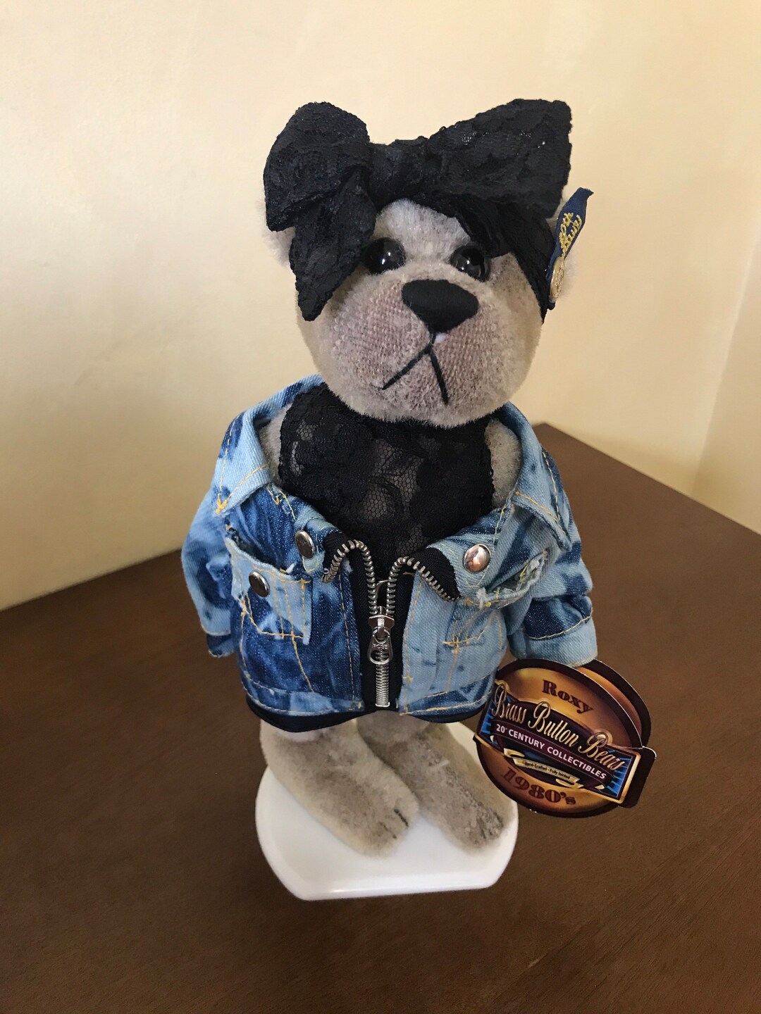 Roxy 1980s Bear With Denim Coat 1999 Pickford Brass Button Bears 20th Century Collectible Fully