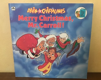Alvin and the Chipmunks Merry Christmas Mr Carroll! 1990 Softcover | Alving and the Chipmunks Christmas Books | 80s 90s Christmas Cartoon