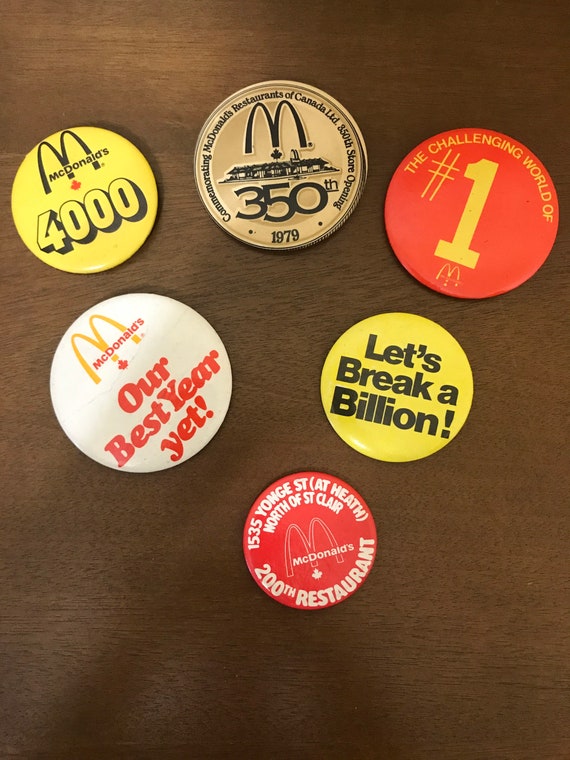 Mcdonalds Canada Commemorative Buttons 70s 80s Promo Mcdonalds