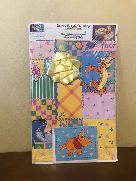 Winnie the Pooh Wrapping Paper Winnie the Pooh Reversible Gift Wrap Winnie  the Pooh Birthday 