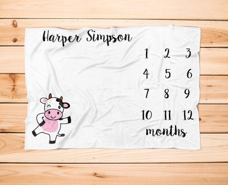 Cow Personalized Baby Toddler Infant Blanket Cute Farm Cow