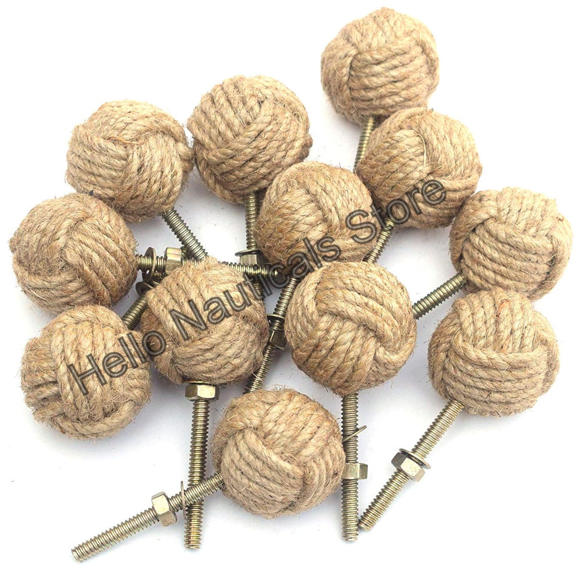 Hand woven jute door knobs/ Jute rope drawer pulls Knotty Etsy