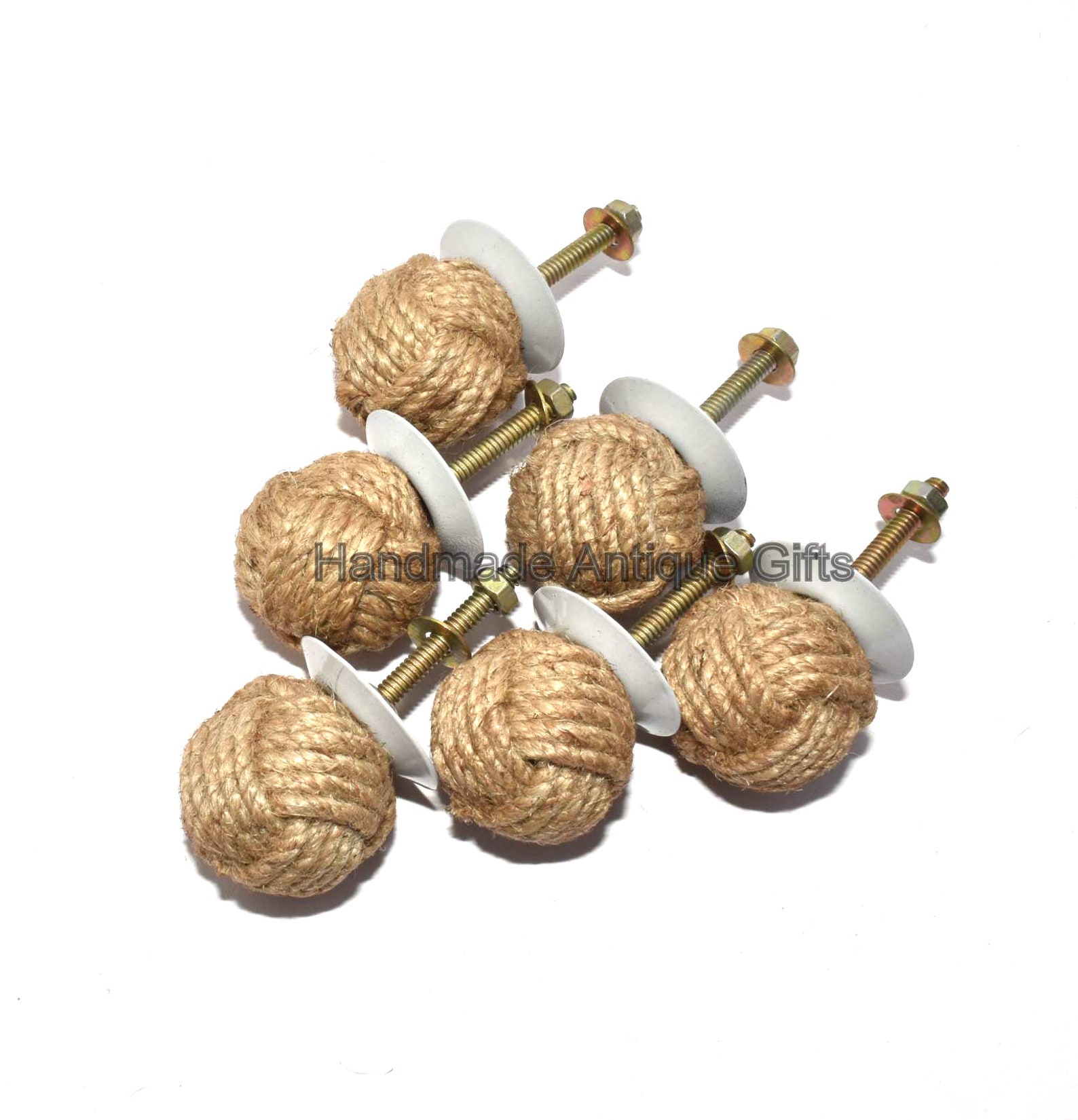 Jute knob Rope Round Natural Jute Drawer Handles Set of 6 Etsy