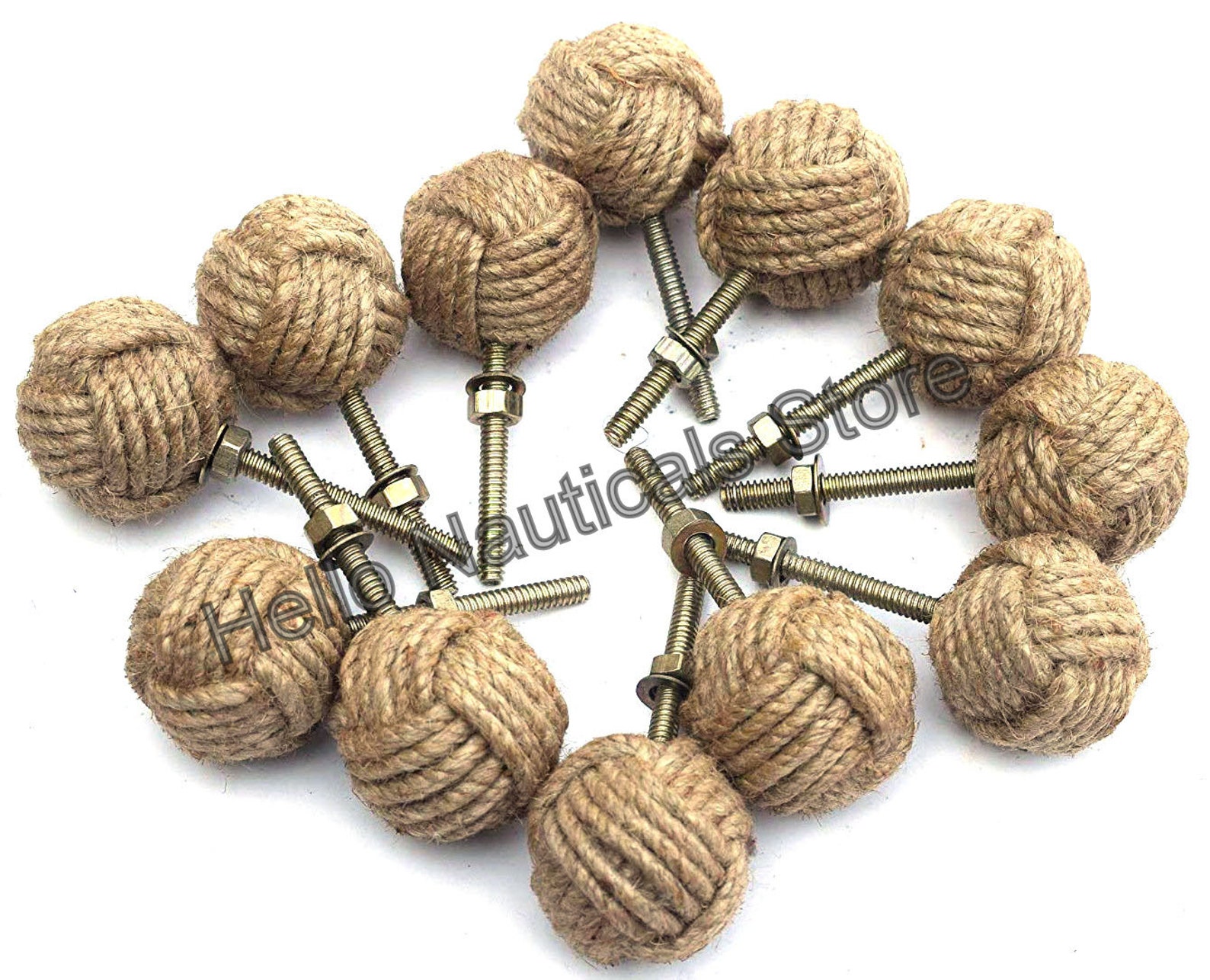 Hand woven jute door knobs/ Jute rope drawer pulls Knotty Etsy