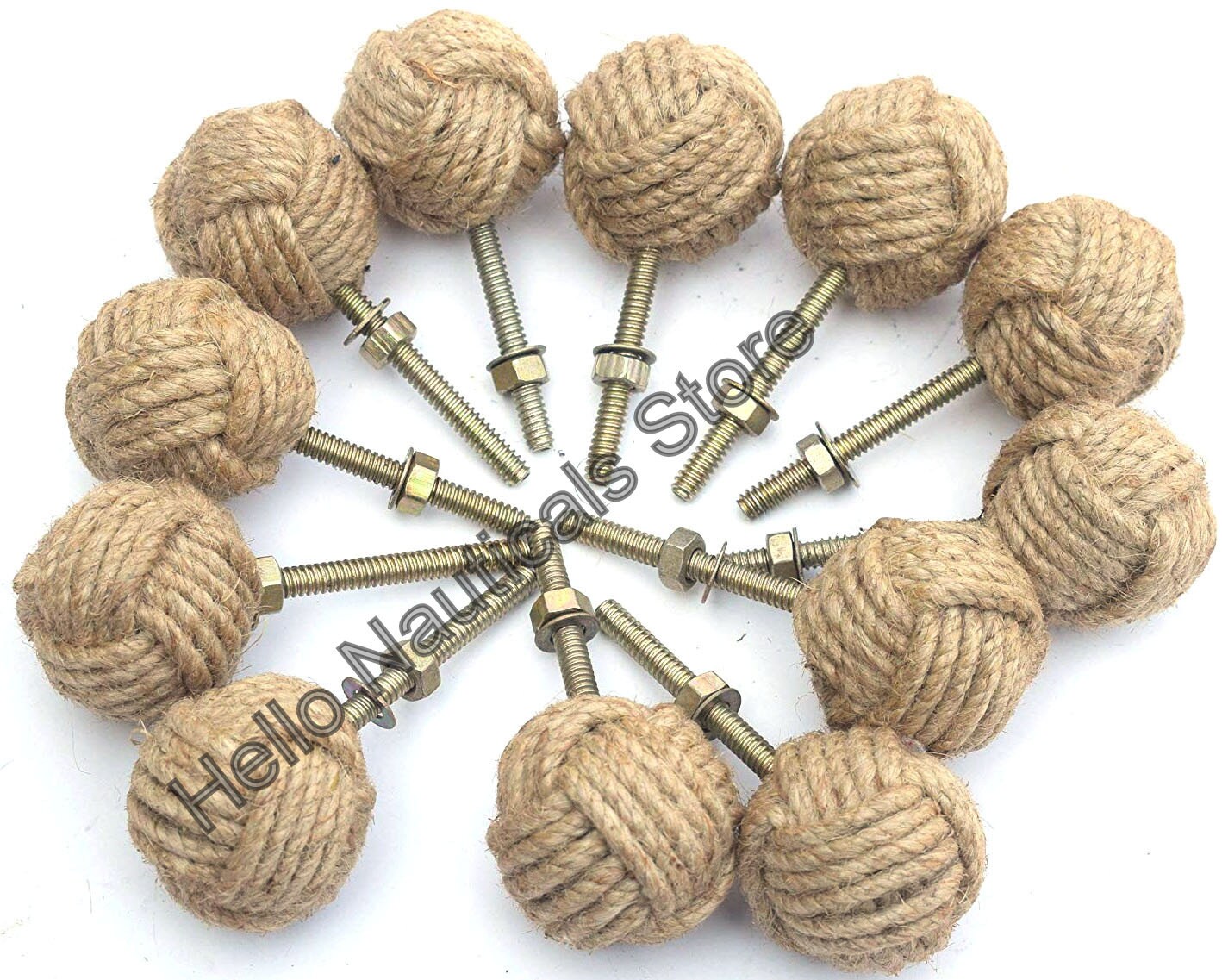 Hand woven jute door knobs/ Jute rope drawer pulls Knotty Etsy