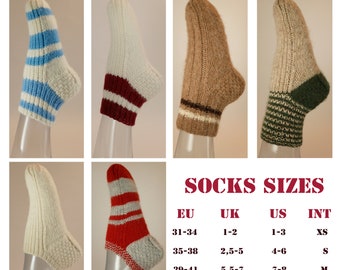 Hand Knitted Socks 100/% Sheep Wool Warm Slippers House Shoes UK 3-5//EU 35-38