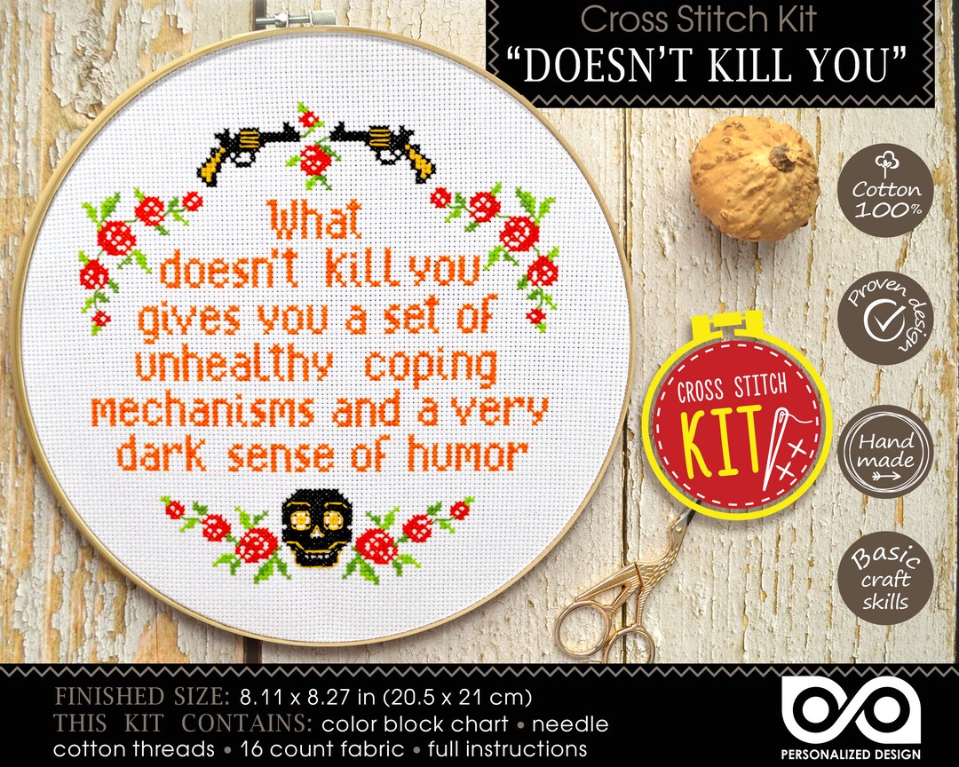 Dark Humor Quote Cross Stitch Kit Simple DIY Embroidery Kit for