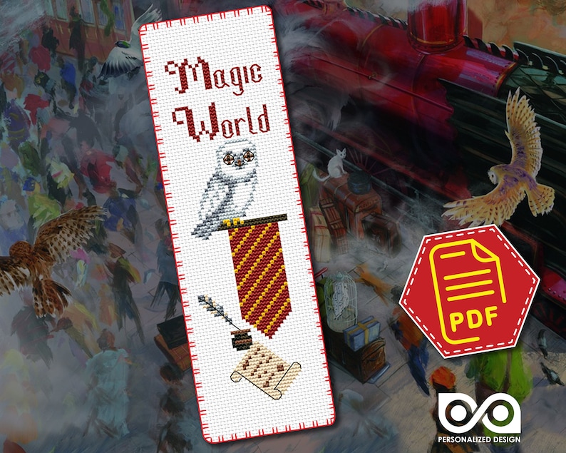 Magic Owl Cross Stitch Bookmark Pattern Wizard Animal Etsy