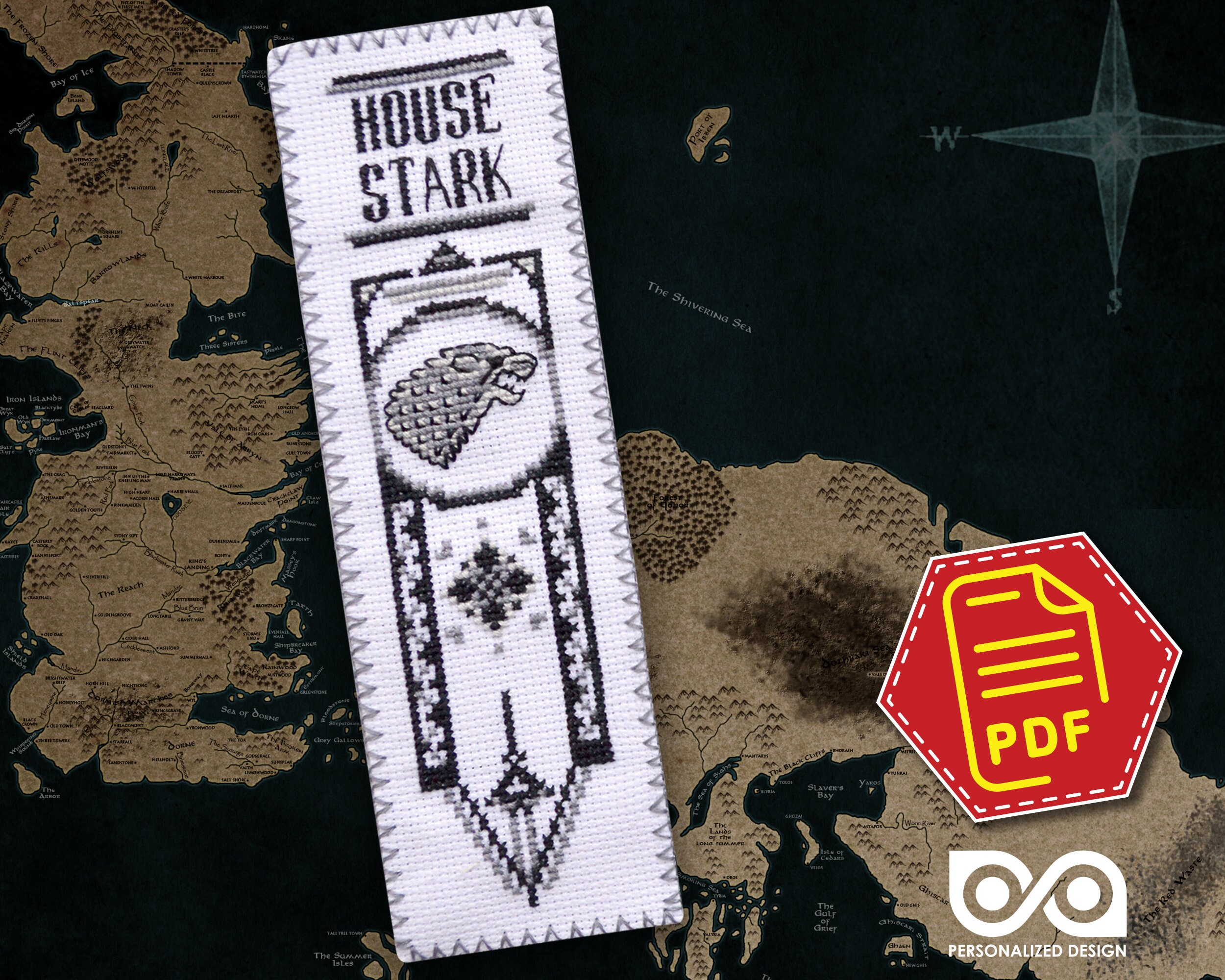 Game of Thrones Bookmark Pattern Stark House Cross Stitch | Etsy