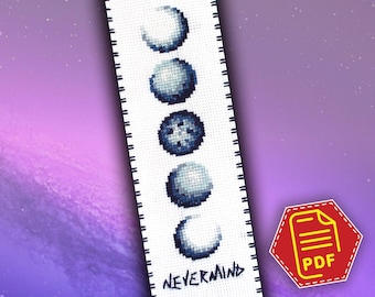 Nevermind kruissteekpatroon - maanfase Jimin Tattoo geïnspireerd borduurwerk bladwijzer - K-pop fans en BTS leger cadeau - direct downloaden in pdf