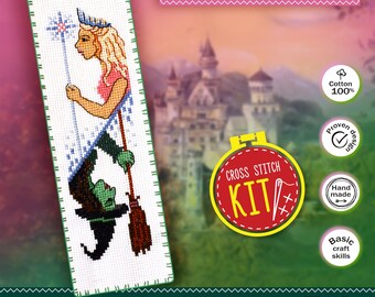 Zestaw do haftowania zakładek do książek Oz Witches Wizard - Wzór do haftu krzyżykowego The Wonderful Oz Wizard Fairy Tail w zestawie - Zrób to sam - Prezent