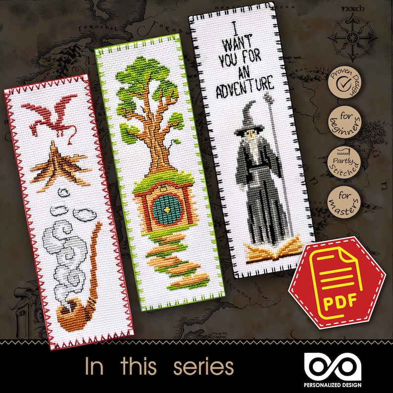 Counted cross stitch bookmark pattern Wizard Fairy movie Etsy
