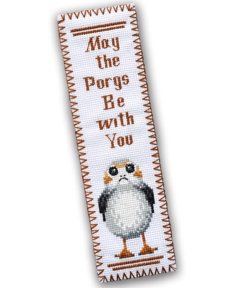 cross stitch pattern bookmark star wars porg etsy