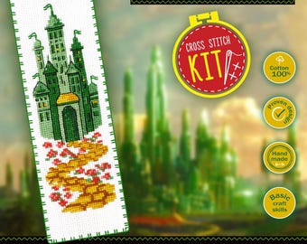 Zestaw do haftowania zakładek do książek Emerald City - Cudowny czarodziej z krainy Oz, Fairy Tail, wzór do haftu krzyżykowego w zestawie - Zrób to sam