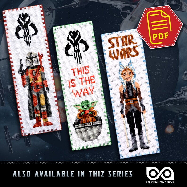 Star Wars cross stitch bookmark pattern Ahsoka Tano Download Etsy