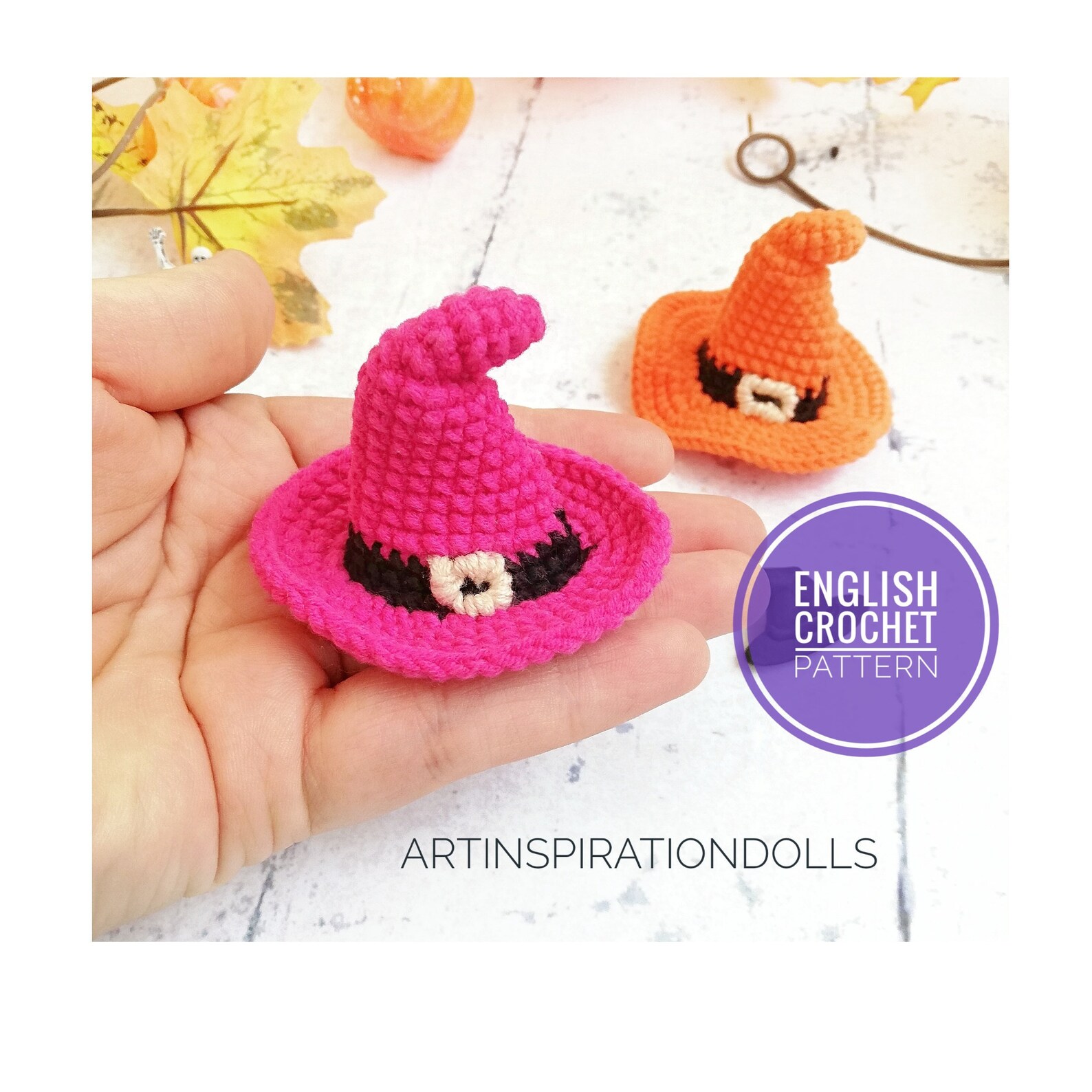 Crochet pattern mini witch hat amigurumi pattern crochet Etsy