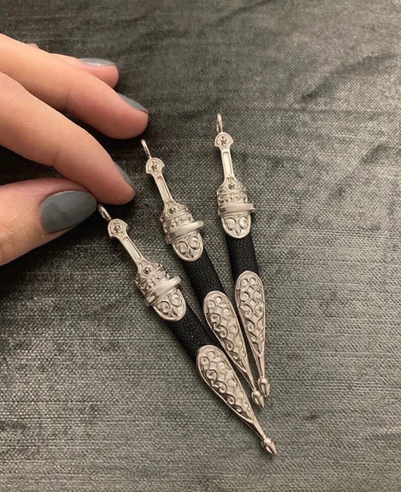 Silver athame charm necklace sterling silver necklace knife Etsy