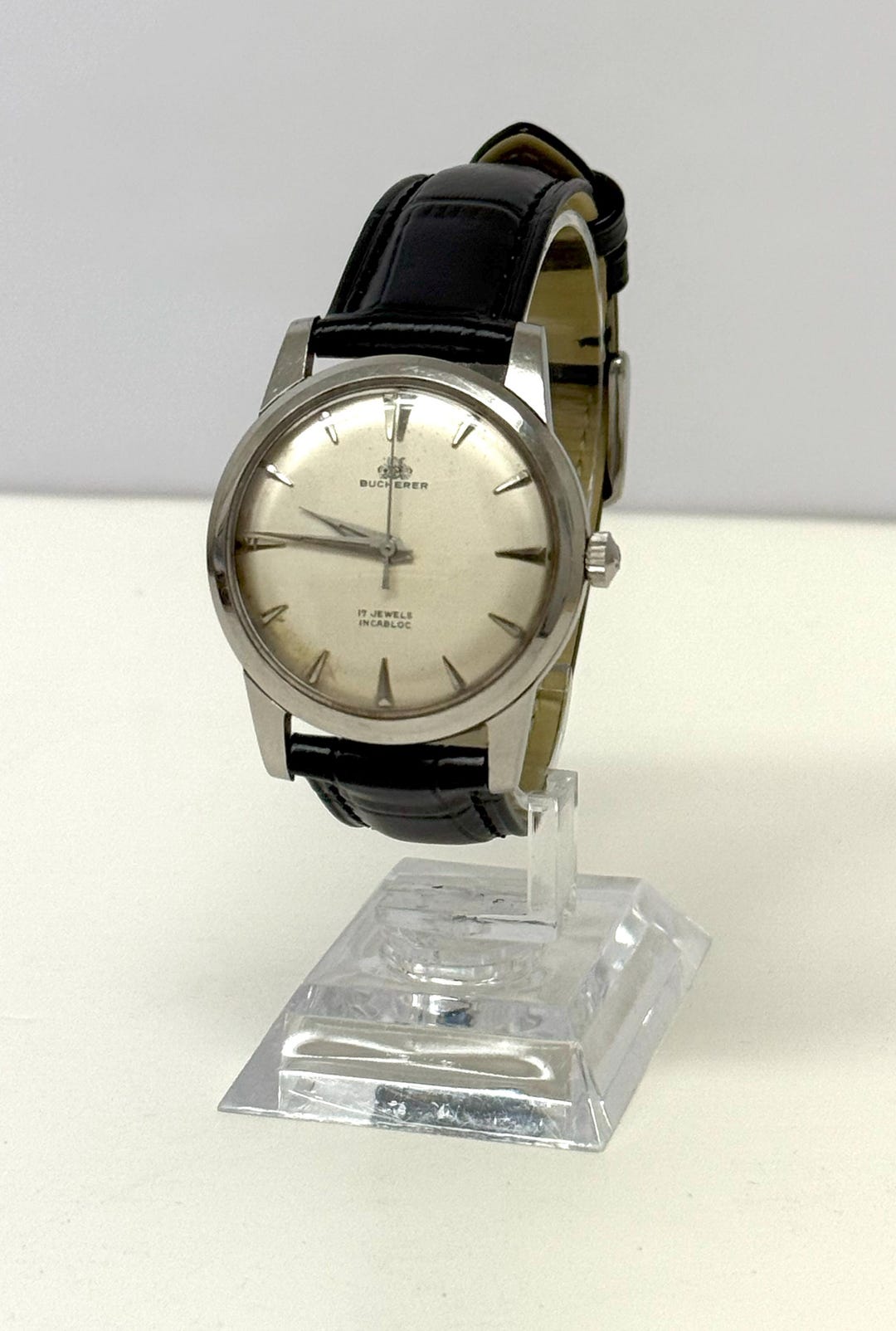 Montre Bucherer Vintage - Argent Vermeil, Chaîne Dorée 17 Jewels - Occasion Avec Usure Du Temps